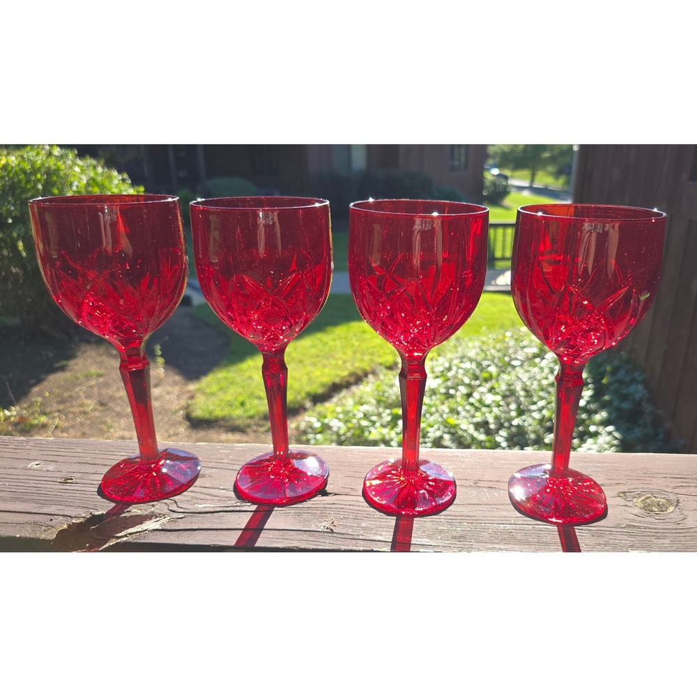 Set of 4 Marquis by Waterford Brookside 8.5" Ruby Red Crystal Wine Goblets